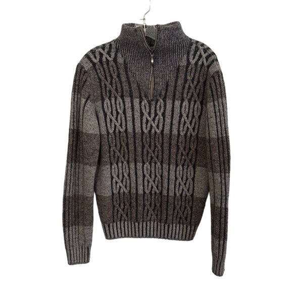 Maremma Gray And Brown Italian Merino Wool & Acrylic Knit Sweater Size S - Picture 1 of 7